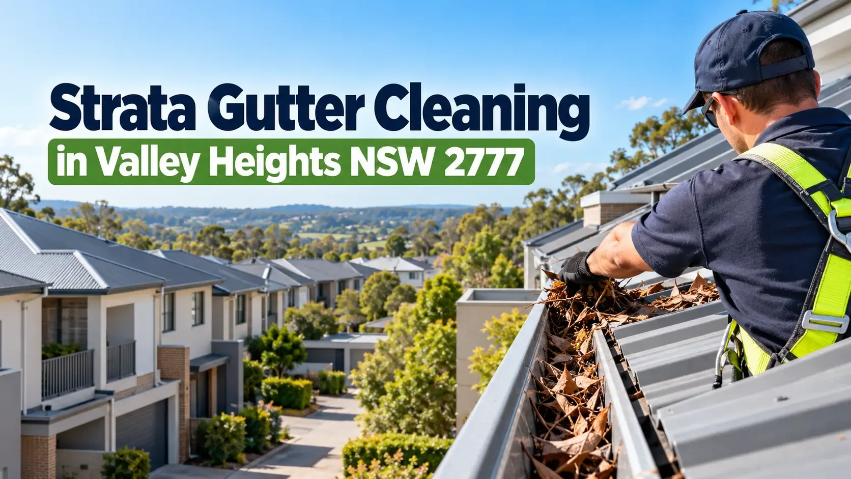 Strata gutter cleaning in Valley Heights NSW 2777 to prevent blockages and property damage.